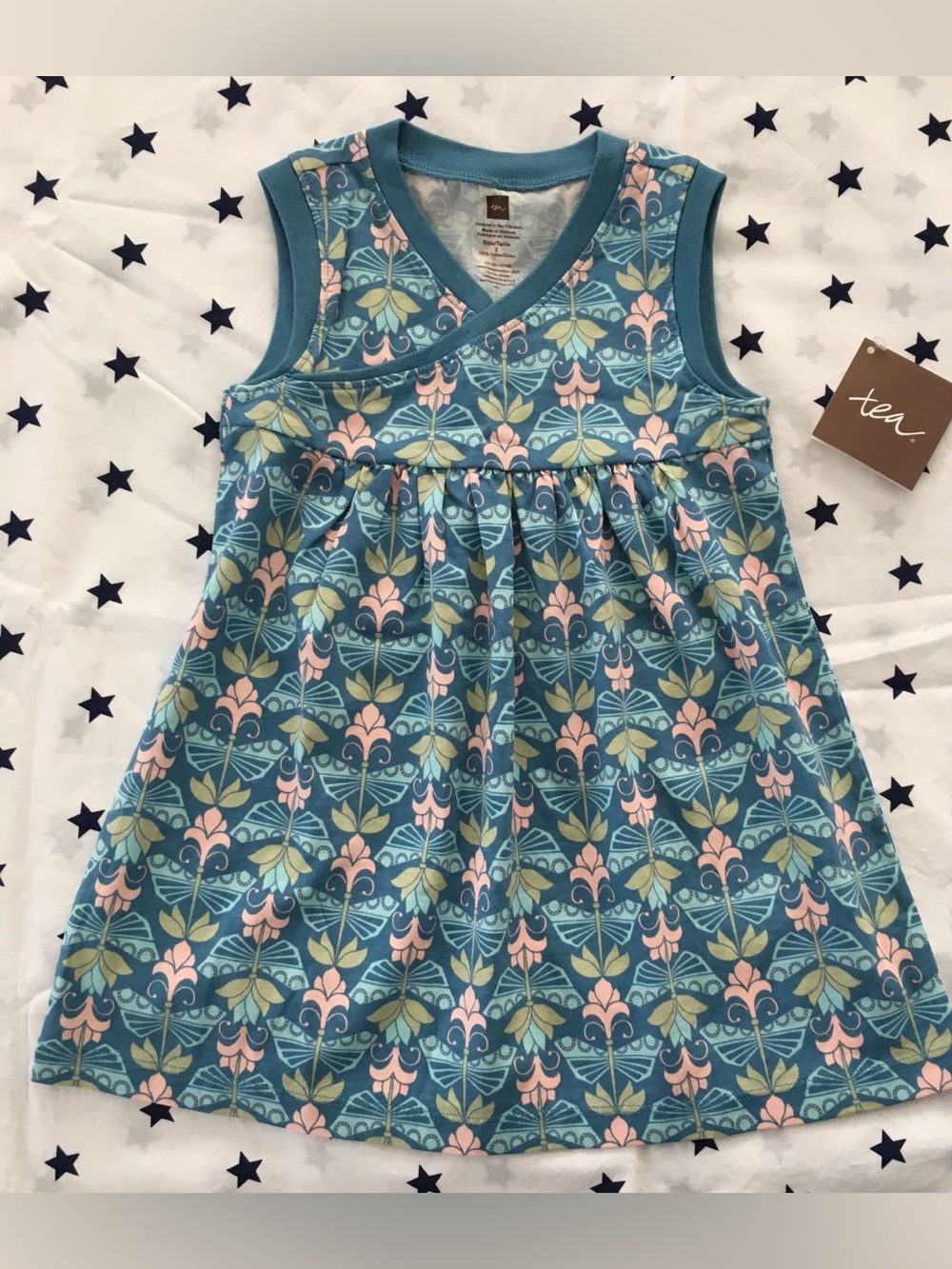 Tea Collection Blue Floral-Print Sleeveless Tank Dress